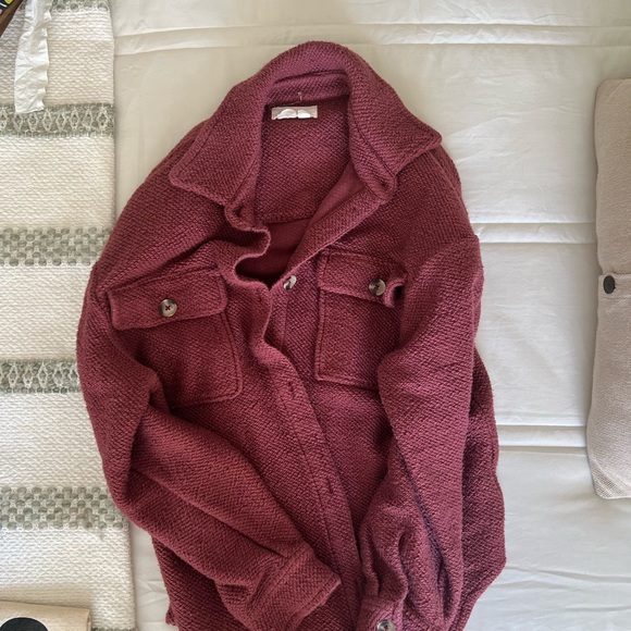 Anthropologie Pilcro Maroon Knit Shacket - Picture 3 of 4